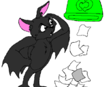 Disegno Pipistrello riciclatore pitturato su francesca