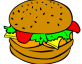 Disegno Hamburger completo  pitturato su owen