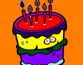 Disegno Torta di compleanno 2 pitturato su desiree