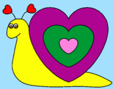 Disegno Lumachina cuore  pitturato su Arianna