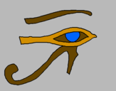 Disegno Occhio di Horus  pitturato su alberto