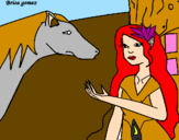 Disegno Principessa e cavallo pitturato su JONA