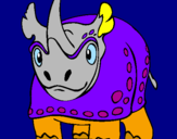 Disegno Rinoceronte  pitturato su alice e giulia