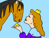Disegno Principessa e cavallo  pitturato su giadam