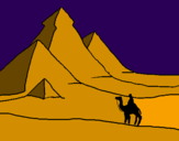 Disegno Paesaggio con le piramidi  pitturato su Alessiuccia