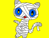 Disegno Mummia gatto scaraboechio pitturato su NANCY