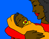 Disegno Madre e figlio II pitturato su bambino