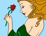 Disegno Principessa con una rosa pitturato su Carmen