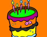 Disegno Torta di compleanno 2 pitturato su gioele