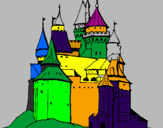 Disegno Castello medievale  pitturato su FABIONE