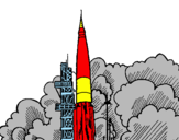 Disegno Lancio di un razzo  pitturato su LANCIO DELLO SHUTTLE