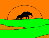 Disegno Elefante all'alba  pitturato su andreat