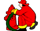 Disegno Pompiere con bocca da incendio pitturato su matteo17 13