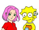 Disegno Sakura e Lisa pitturato su bonny