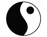 Disegno Yin e yang pitturato su dani
