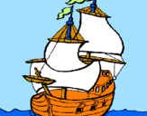 Disegno Barca  pitturato su cristian 