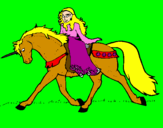 Disegno Principessa a cavallo di unicorno  pitturato su Giulia