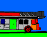 Disegno Camion dei pompieri con la scala pitturato su samuel giacomelli