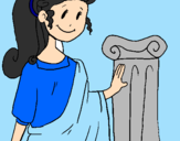 Disegno Giovane romana pitturato su francesca