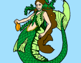 Disegno Sirena con una lunga chioma pitturato su morte 