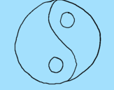Disegno Yin e yang pitturato su elisa
