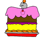 Disegno Torta di compleanno  pitturato su martina