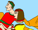 Disegno Cesare e Cleopatra  pitturato su andreat