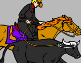 Disegno Cowboy e mucca  pitturato su cowboy in guerra