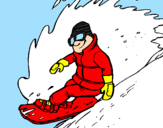 Disegno Discesa in snowboard  pitturato su nicola