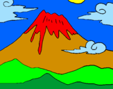 Disegno Monte Fuji pitturato su giulia