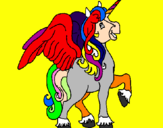 Disegno Unicorno con le ali  pitturato su adele