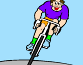 Disegno Ciclista con il berretto  pitturato su elena