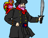 Disegno Pirata con il pappagallo  pitturato su manuel