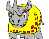 Disegno Rinoceronte  pitturato su Luciano