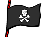 Disegno Bandiera dei pirati pitturato su ornella