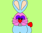 Disegno Coniglio cuore  pitturato su cecilia