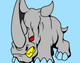 Disegno Rinoceronte II pitturato su ciao