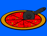Disegno Pizza pitturato su richi