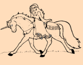 Disegno Principessa a cavallo di unicorno  pitturato su ALiCE