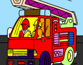 Disegno Camion dei Pompieri  pitturato su amedeo