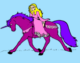 Disegno Principessa a cavallo di unicorno  pitturato su anna fori   ò.
