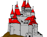 Disegno Castello medievale  pitturato su fede