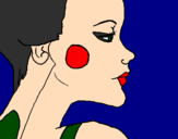 Disegno Profilo di Geisha  pitturato su turkese