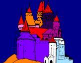 Disegno Castello medievale  pitturato su bernardo