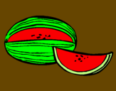 Disegno Melone  pitturato su Cla