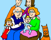 Disegno Famiglia pitturato su FAMIGLIA FELICE
