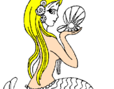 Disegno Sirena e perla  pitturato su giox