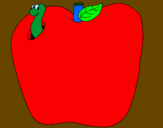 Disegno Vermiciattolo nella frutta  pitturato su nina
