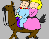 Disegno Principi a cavallo  pitturato su MARY