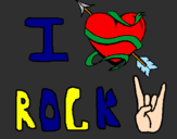 Disegno I love rock pitturato su arianna